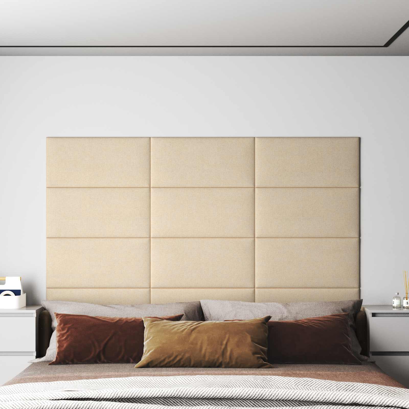 Wandkopfteilen 12 pcs 30 x 15 cm Creme Stoff