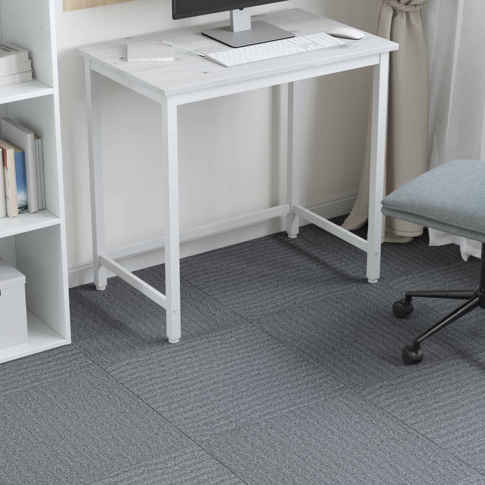 Teppichfliese Hellgrau mit Streifen 50 x 50 cm 4 pcs