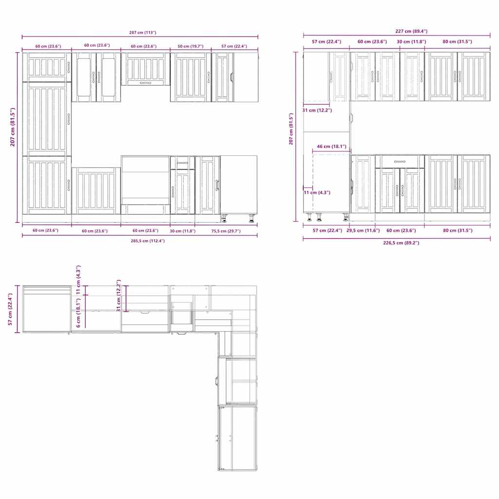 14-tlg. Küchenschrank-Set Lucca Weiß Holzwerkstoff