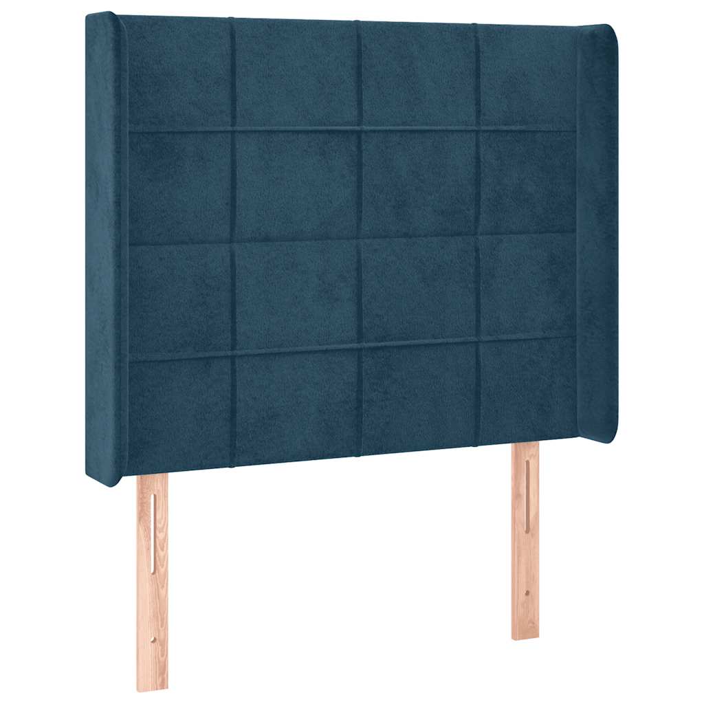 Kopfteil mit Ohren Dunkelblau 93x16x78/88 cm Samt