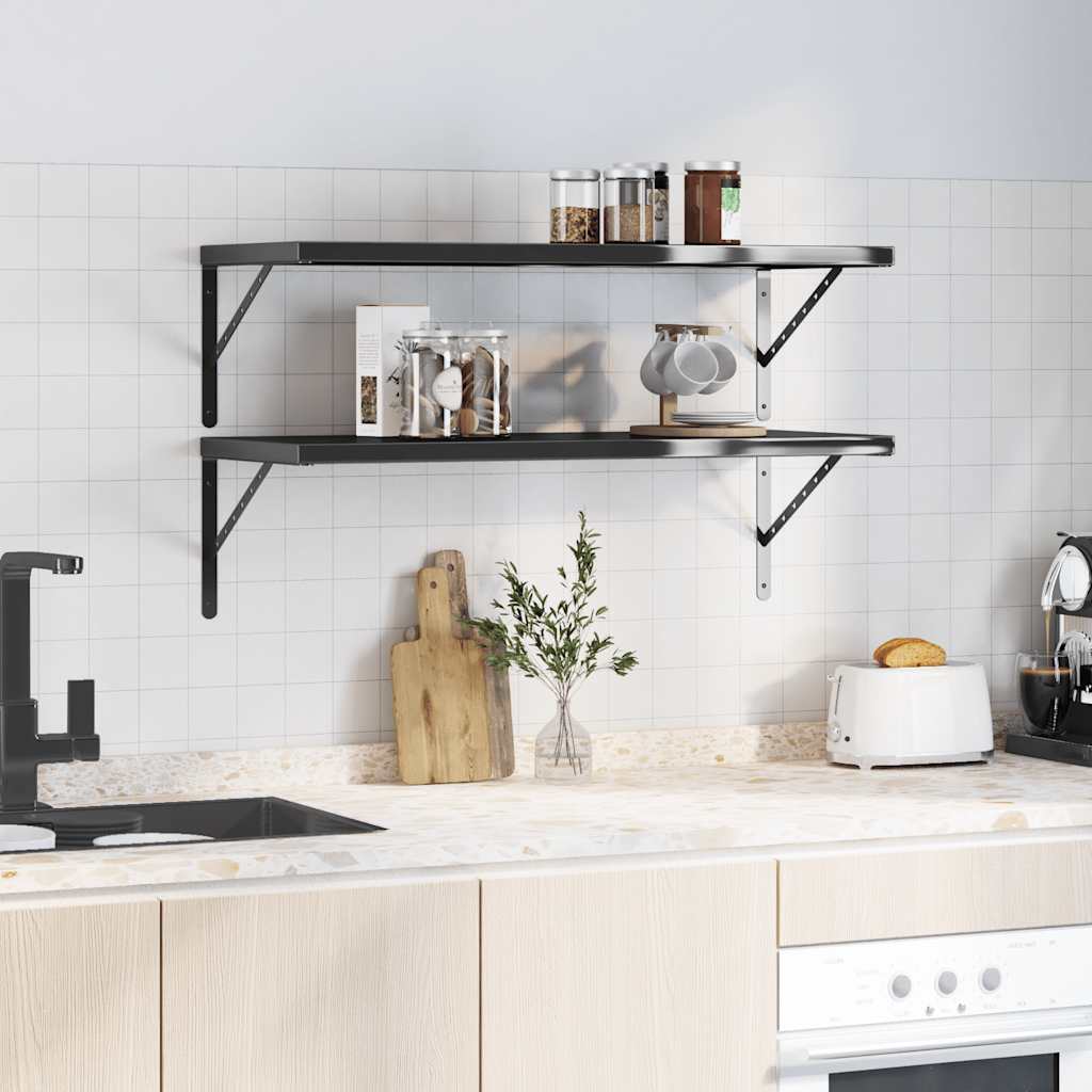 Wandregale 2 Stk. 100x40 cm Silbern Edelstahl