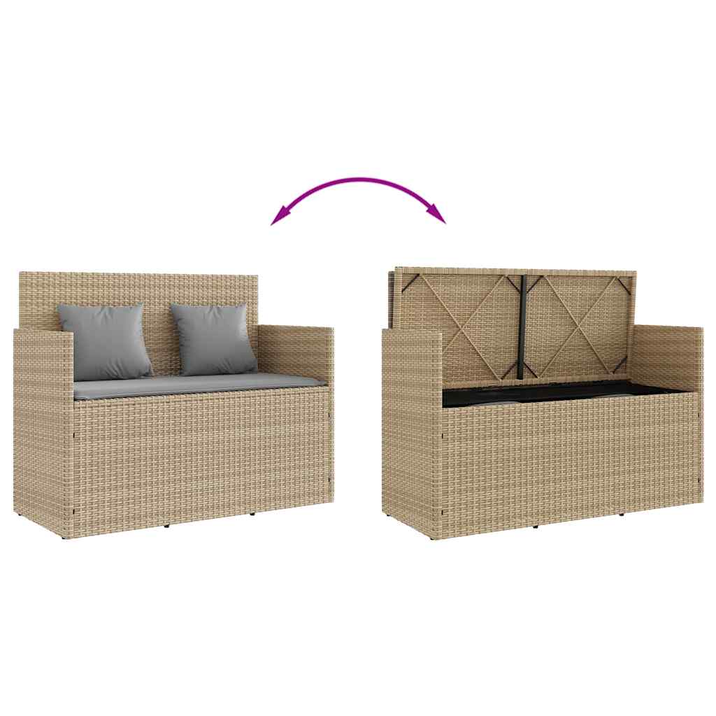 Gartenbank mit Kissen Schwarz Poly Rattan