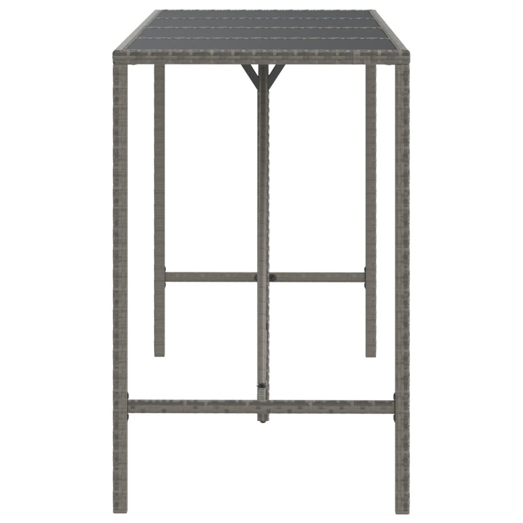 Bartisch mit Glasplatte Schwarz 110x70x110 cm Poly Rattan