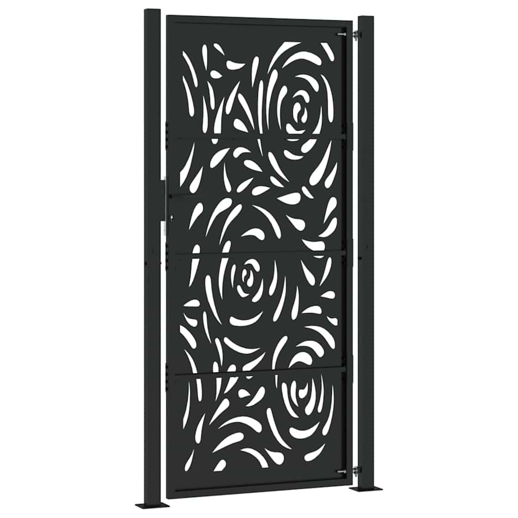 Gartentor Schwarz 100x100 cm Stahl Lichtdesign
