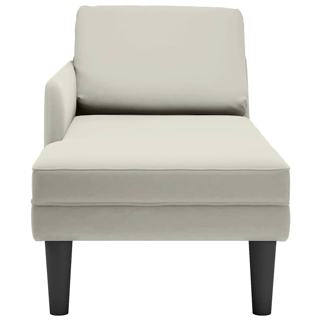 Chaiselongue mit Kissen und Rechter Armlehne Blau Samt