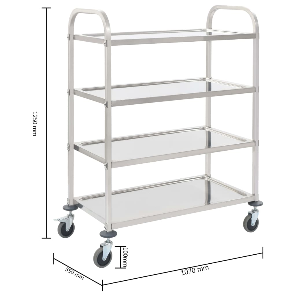 2-Stufiger Servierwagen 96,5 x 55 x 90 cm Edelstahl