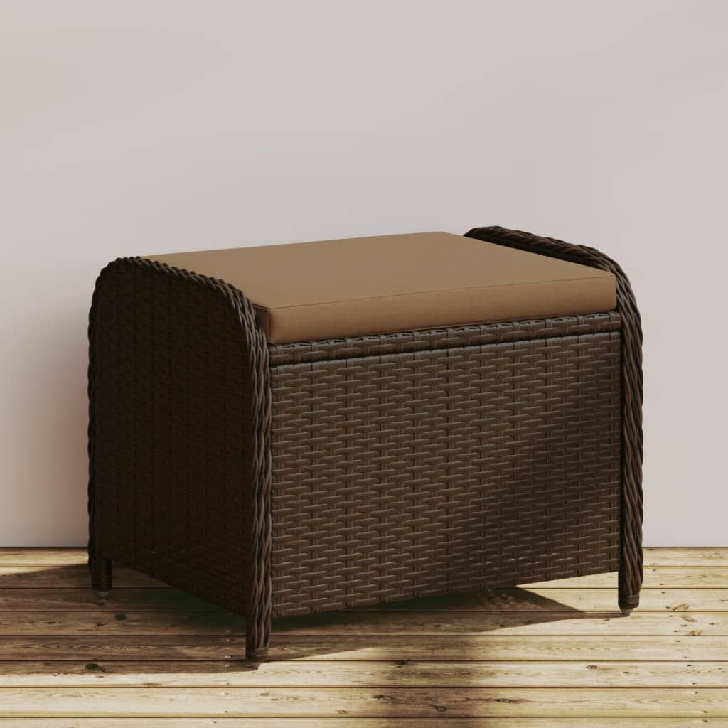 Gartenhocker mit Kissen Schwarz 58x46x46 cm Poly Rattan