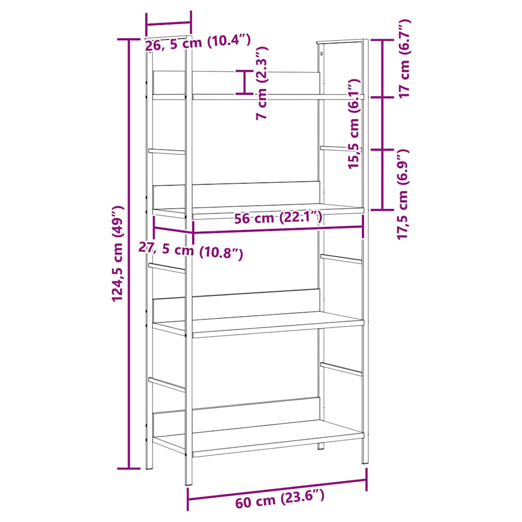 Bücherregal 3 Regalböden Schwarz 60×27,6×90,5 cm Holzwerkstoff