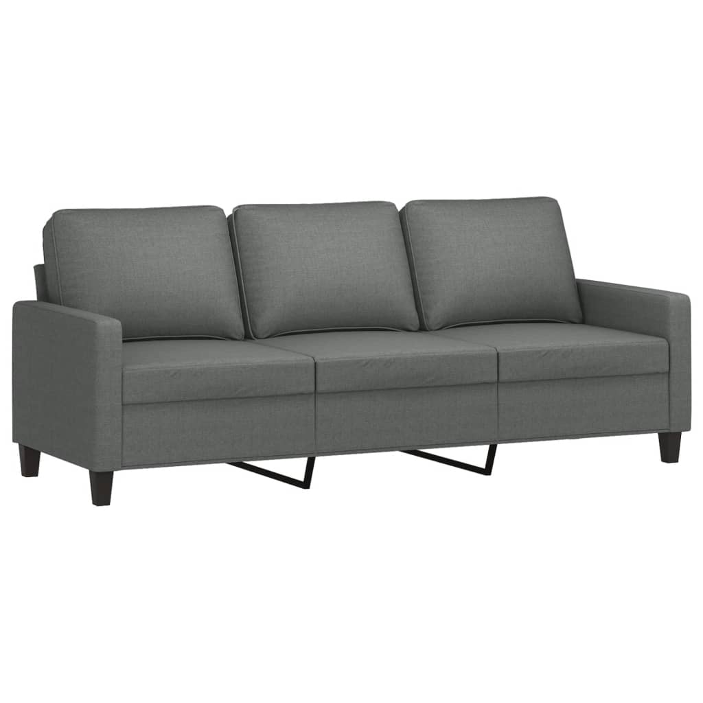 3-Sitzer-Sofa mit Hocker Creme 180 cm Stoff