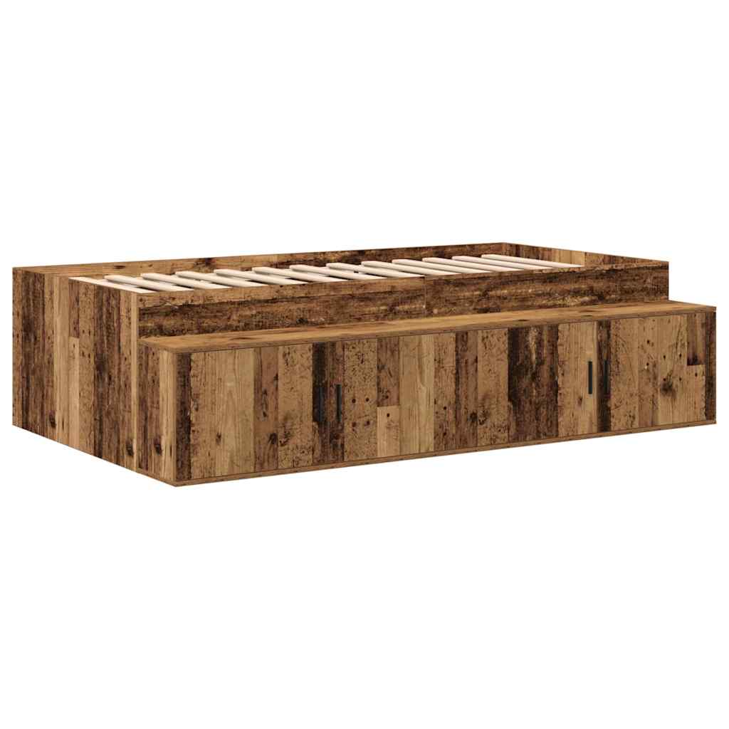 Aufbewahrungsbettgestell mit Speicher Weiß 80 cm Holzwerkstoff