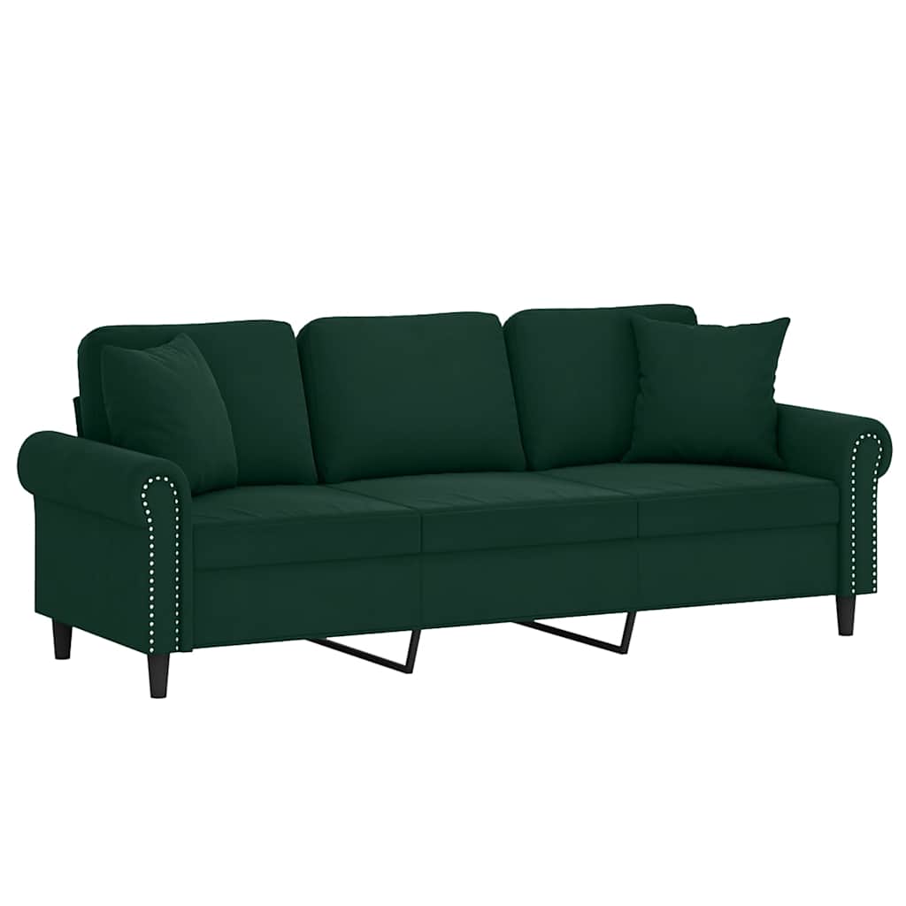 2-Sitzer-Sofa mit Zierkissen Dunkelgrün 120 cm Samt