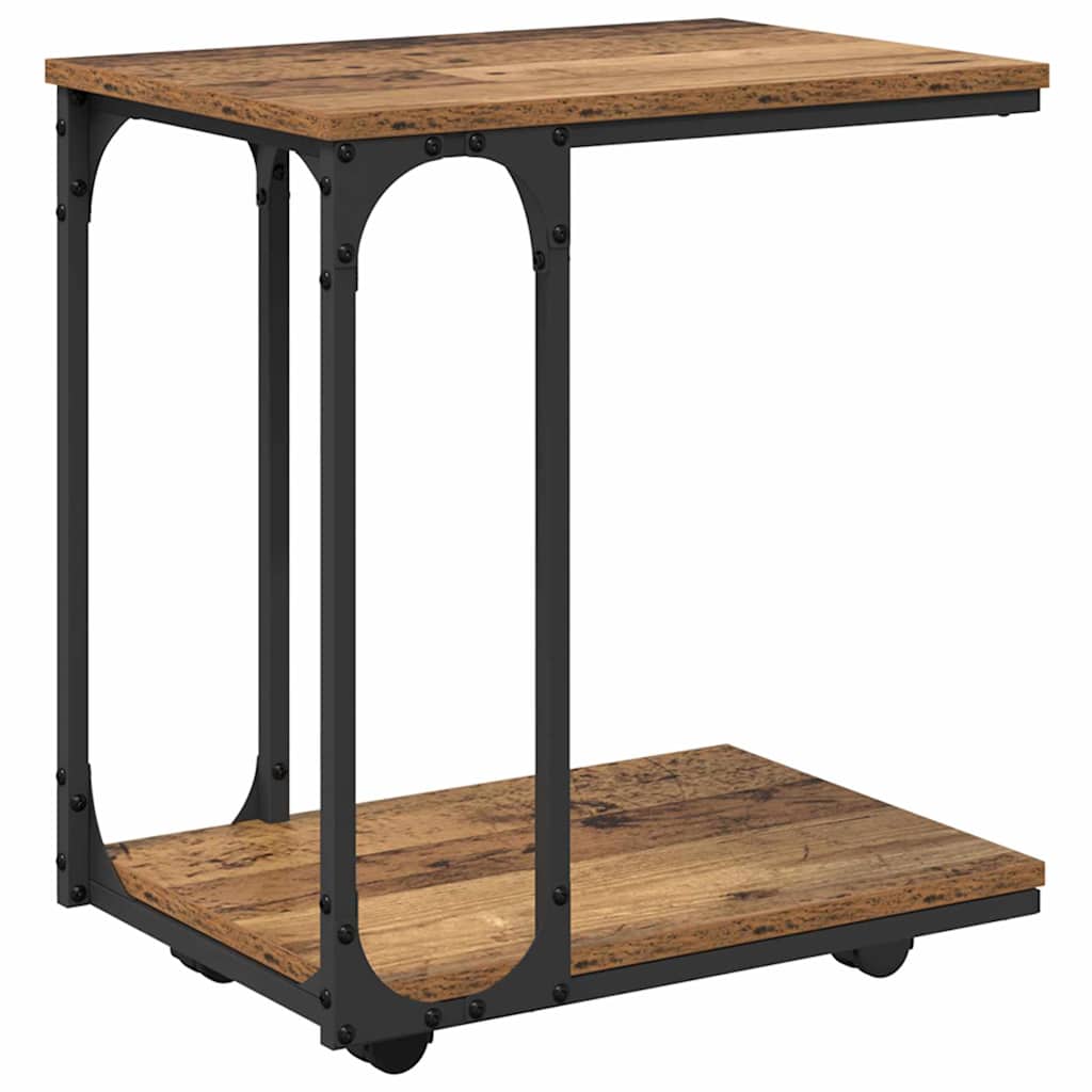 Beistelltisch mit Rollen Schwarz 50x35x55,5 cm Holzwerkstoff
