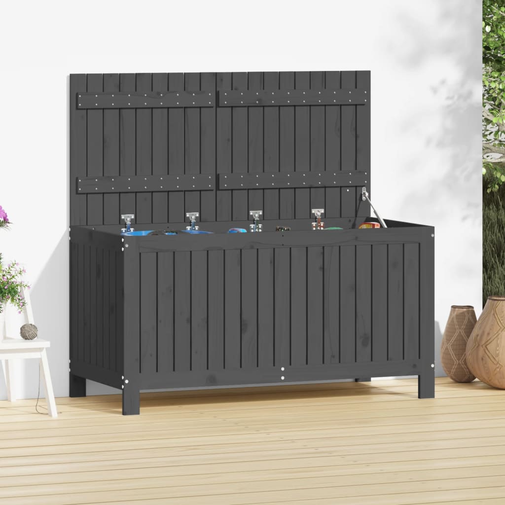 Gartentruhe Grau 76x42,5x54 cm Massivholz Kiefer