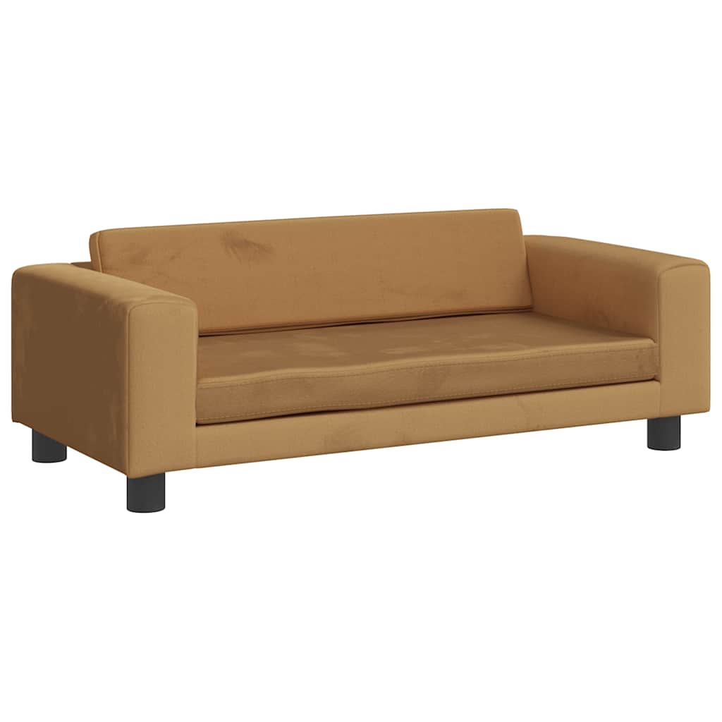 Kindersofa mit Hocker Blau 100x50x30 cm Samt