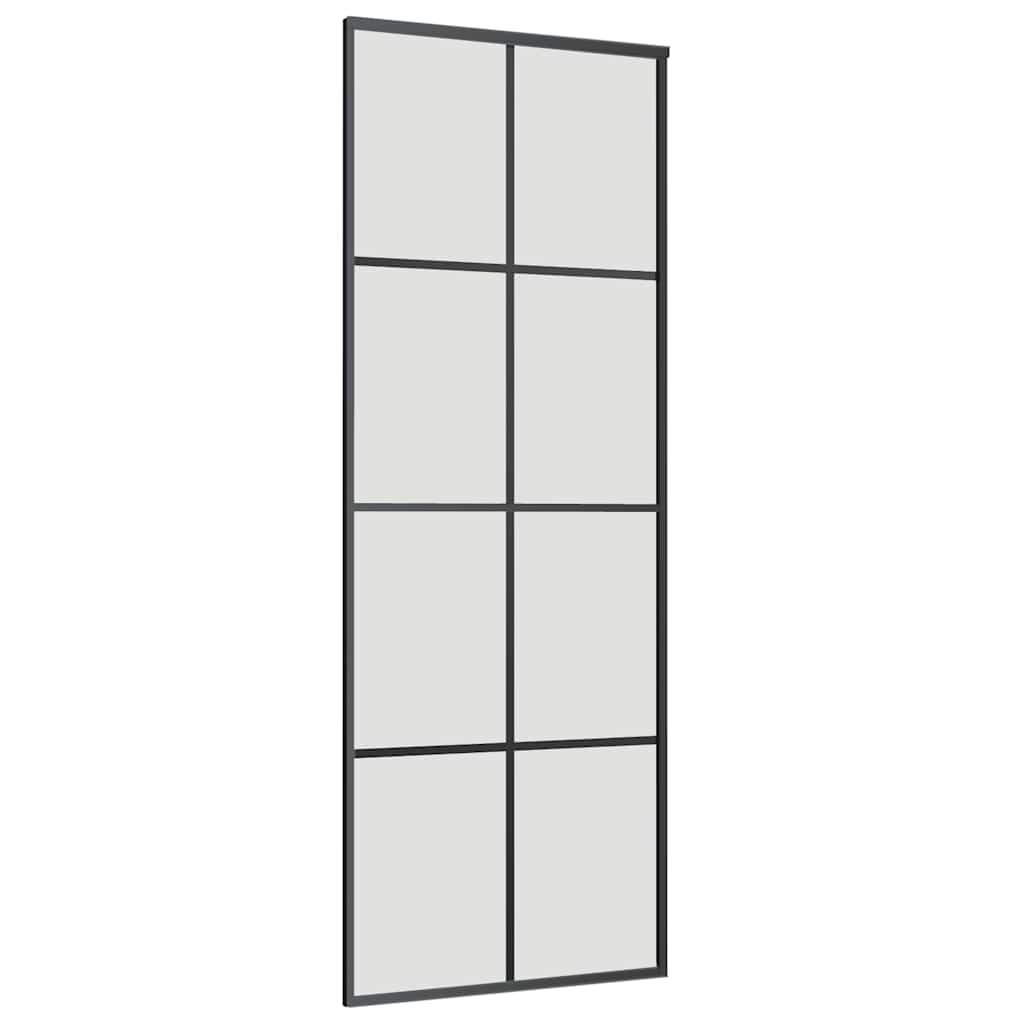 Schiebetür mit Beschlag Schwarz 76x205 cm ESG-Glas