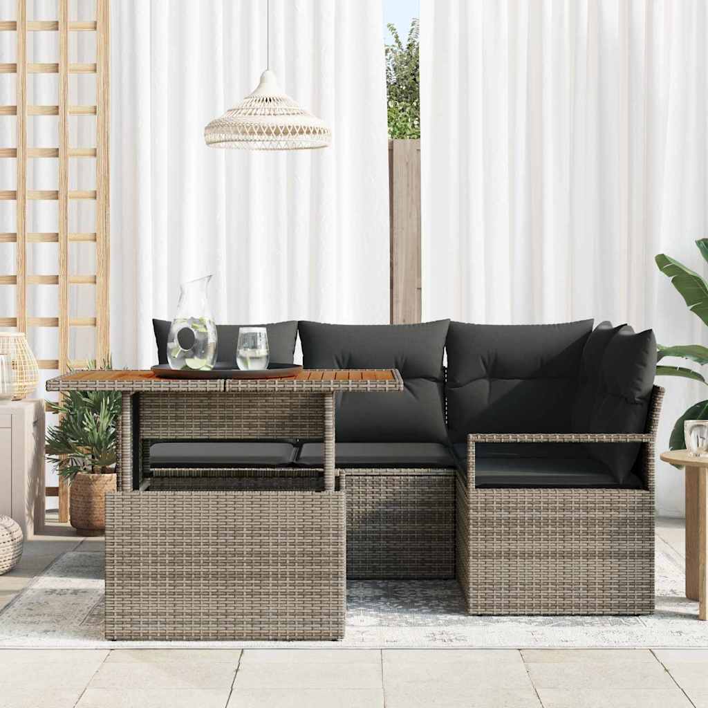 Garten Essgruppe mit Kissen 5 pcs Schwarz und Creme