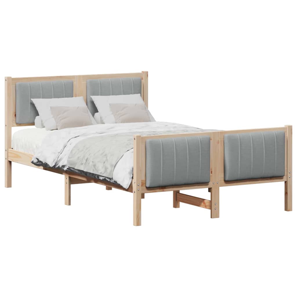 Bettgestell Braun und hellgrau 200 x 200 cm Massivholz Kiefer