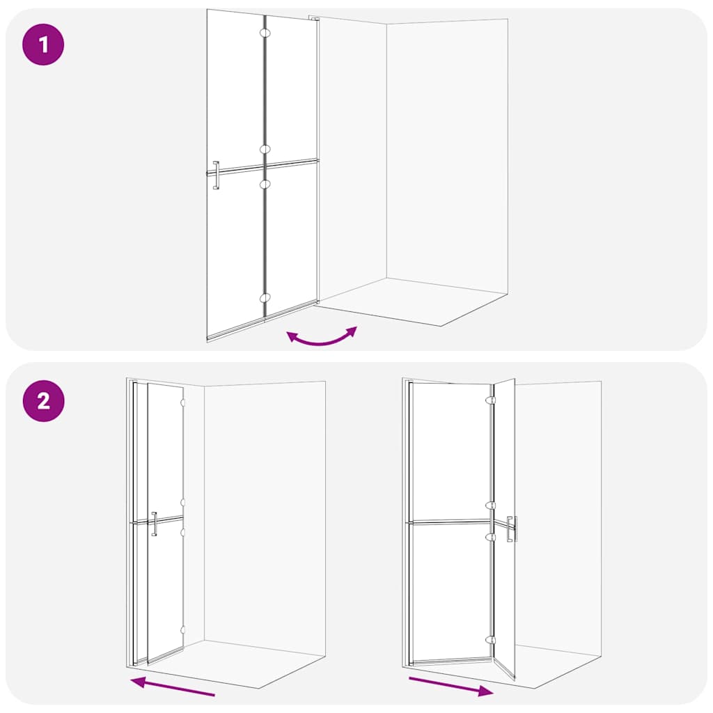 Faltbare begehbare Duschwand Transparentes ESG Glas 70x190 cm