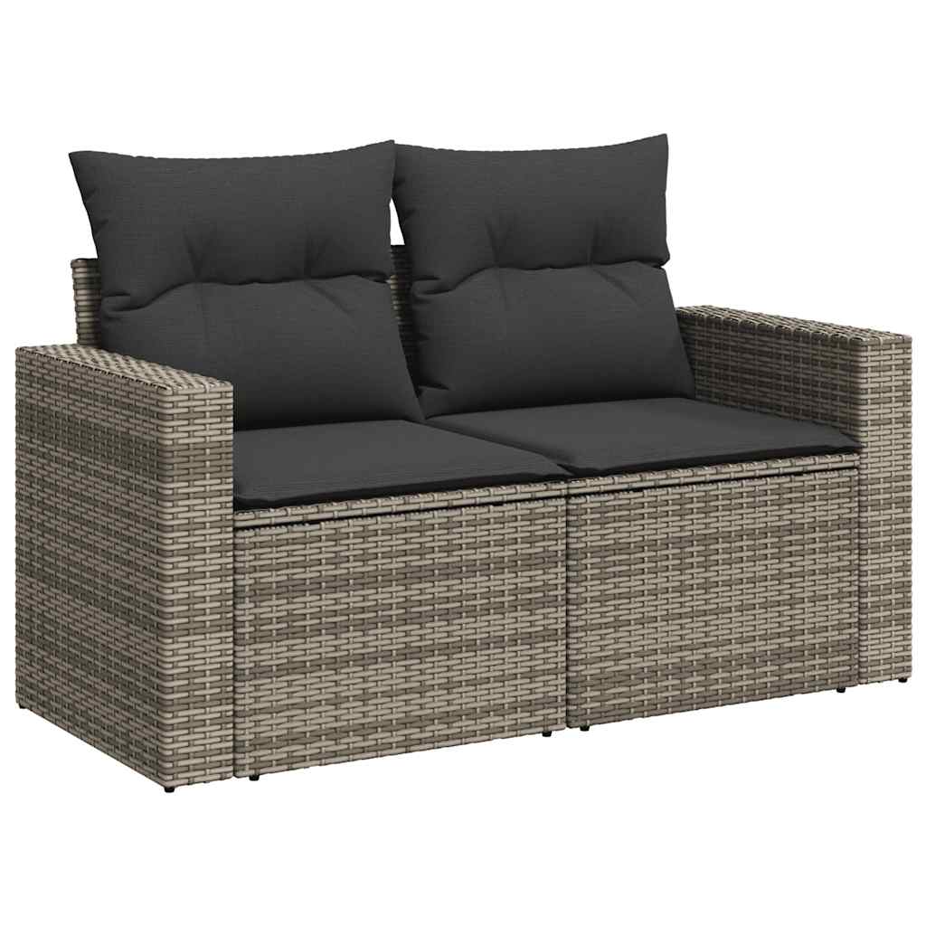 10-tlg. Garten-Sofagarnitur mit Kissen Schwarz Poly Rattan