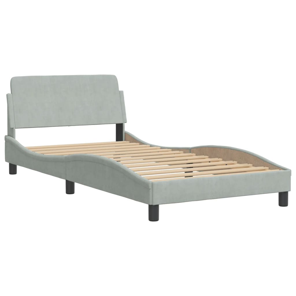 Bett mit Matratze "Dover" Hellgrau 80x200 cm Samt