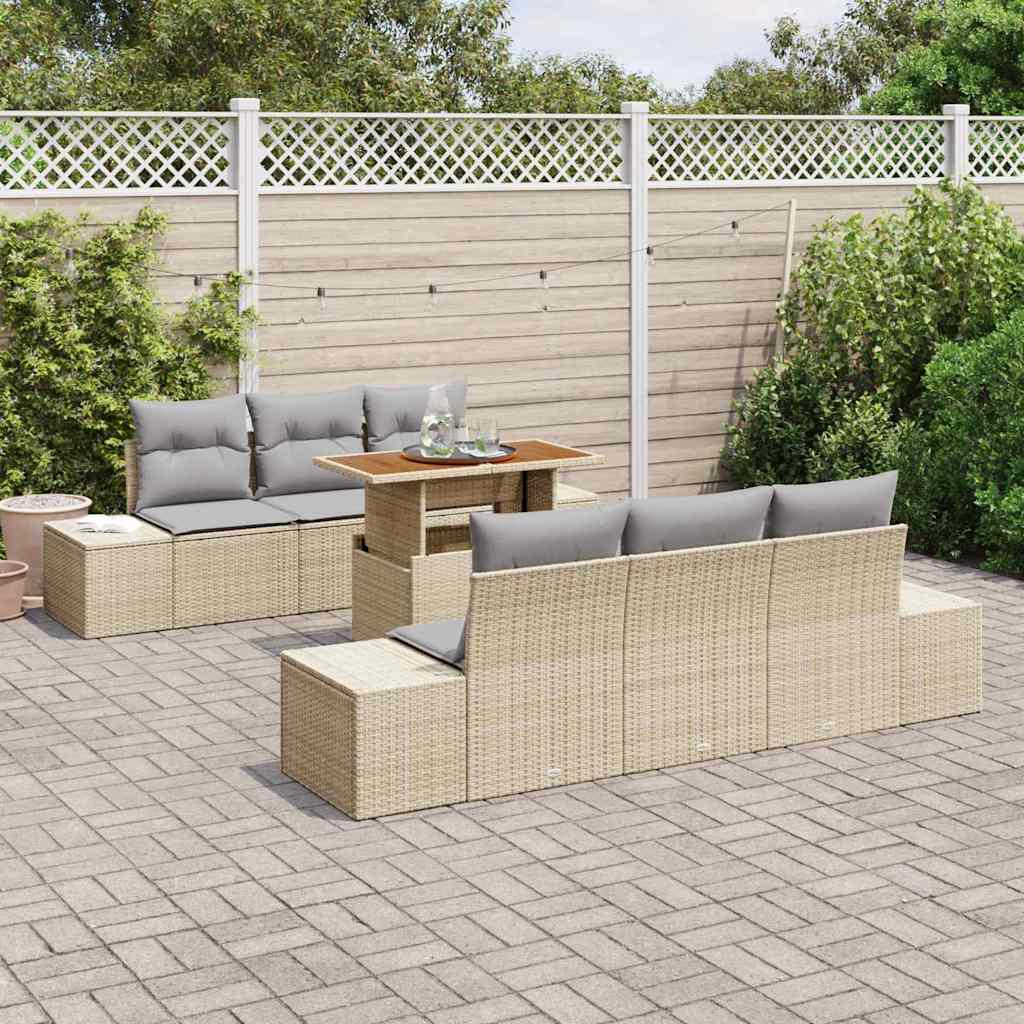 Garten Essgruppe mit Kissen 7 pcs Schwarz und Creme