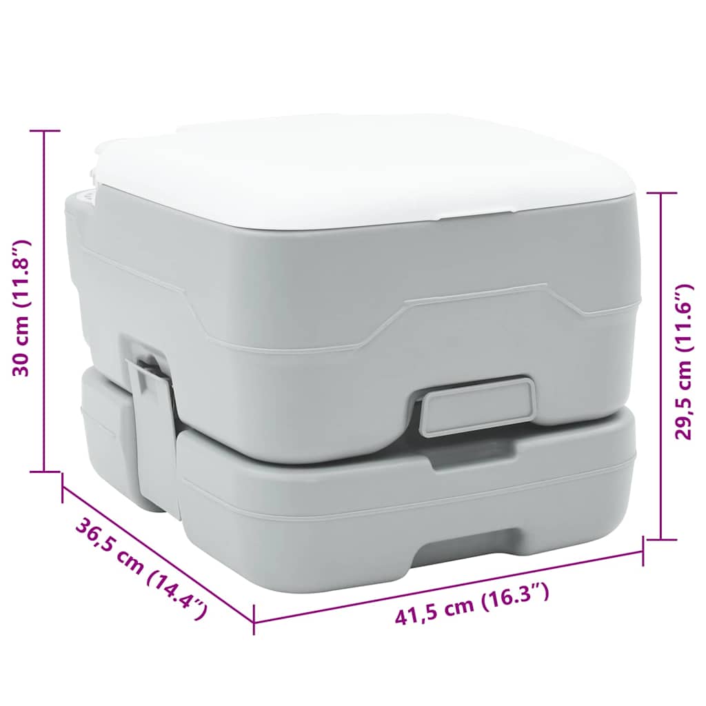 Camping-Toilette Grau und Weiß 41,5 x 36,5 x 37,5 cm