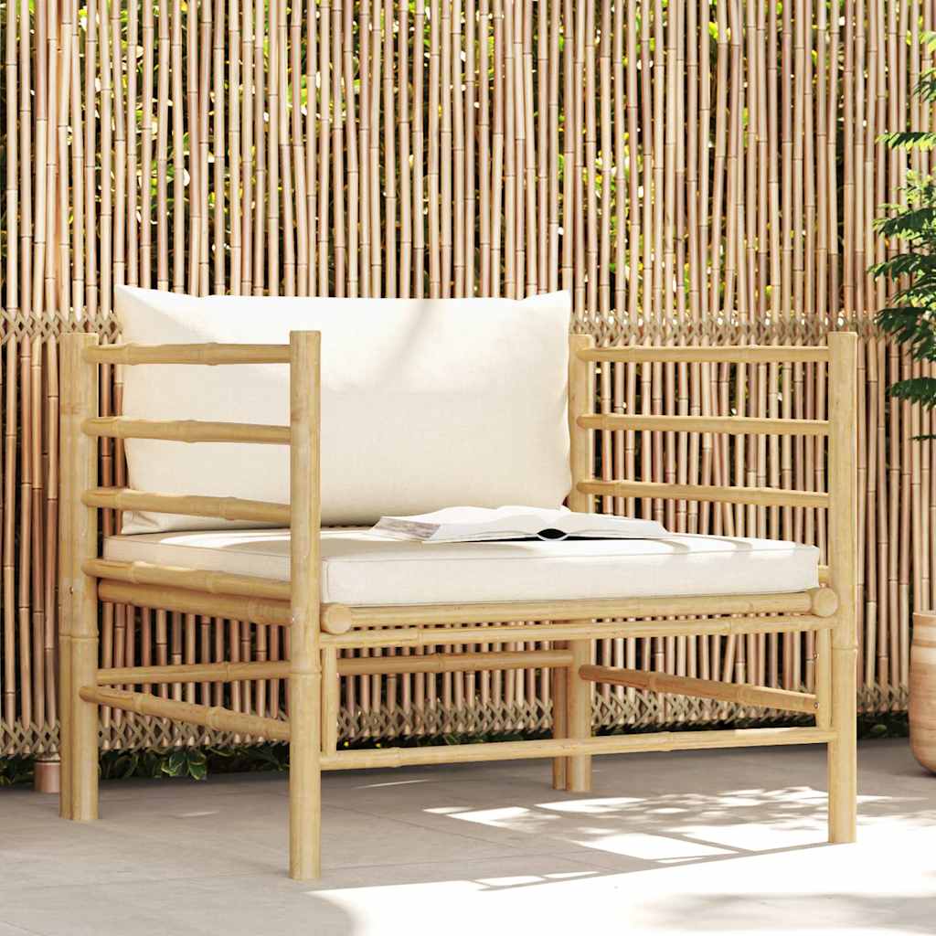 3-tlg. Garten-Lounge-Set mit Kissen Bambus