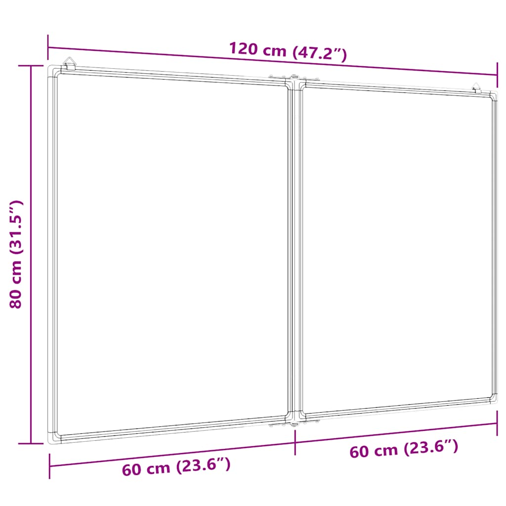 Magnetisches Whiteboard Klappbar 80x80x1,7 cm Aluminium