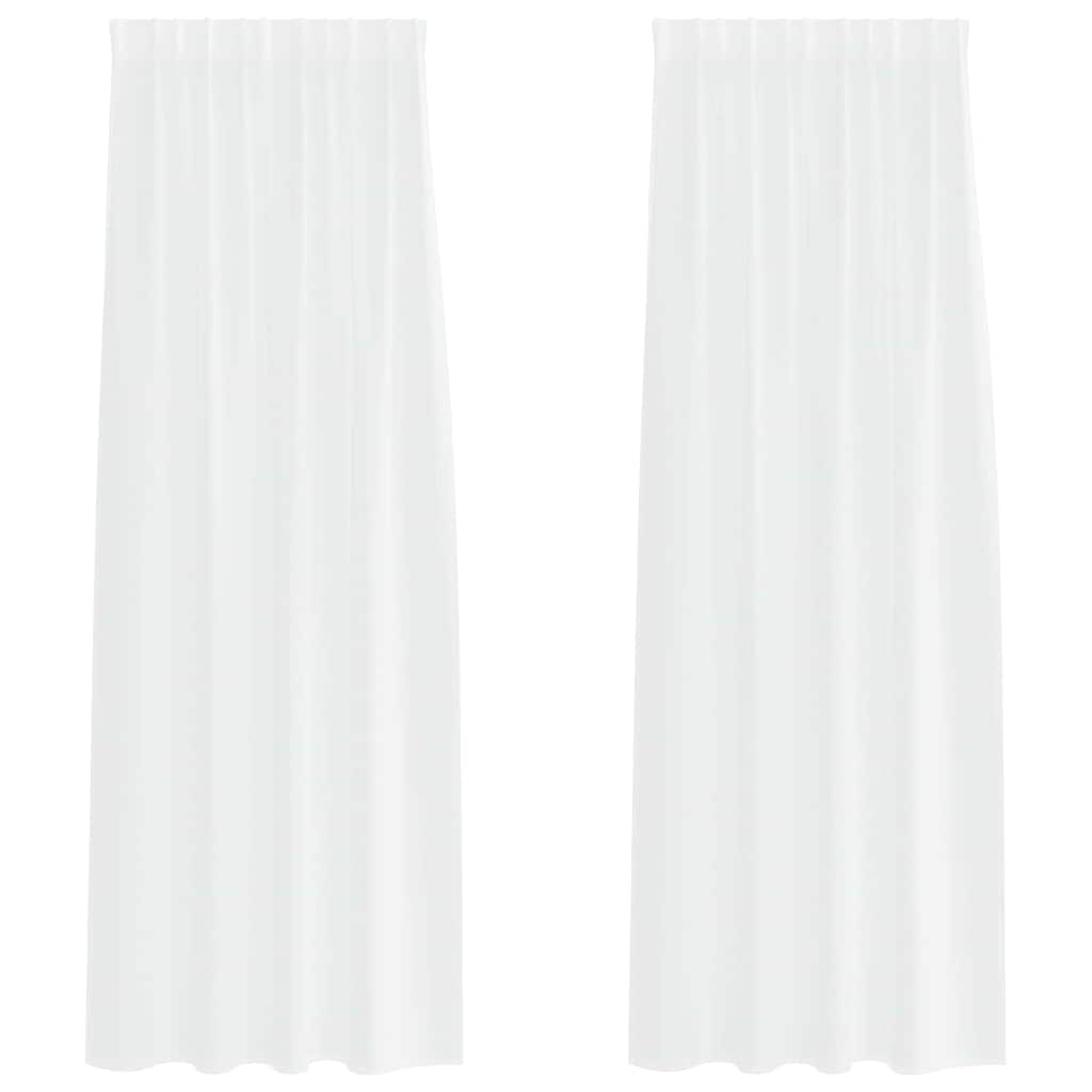 Voile-Vorhang mit Vorhängen 2 pcs Weiß 140 x 140 cm Polyester