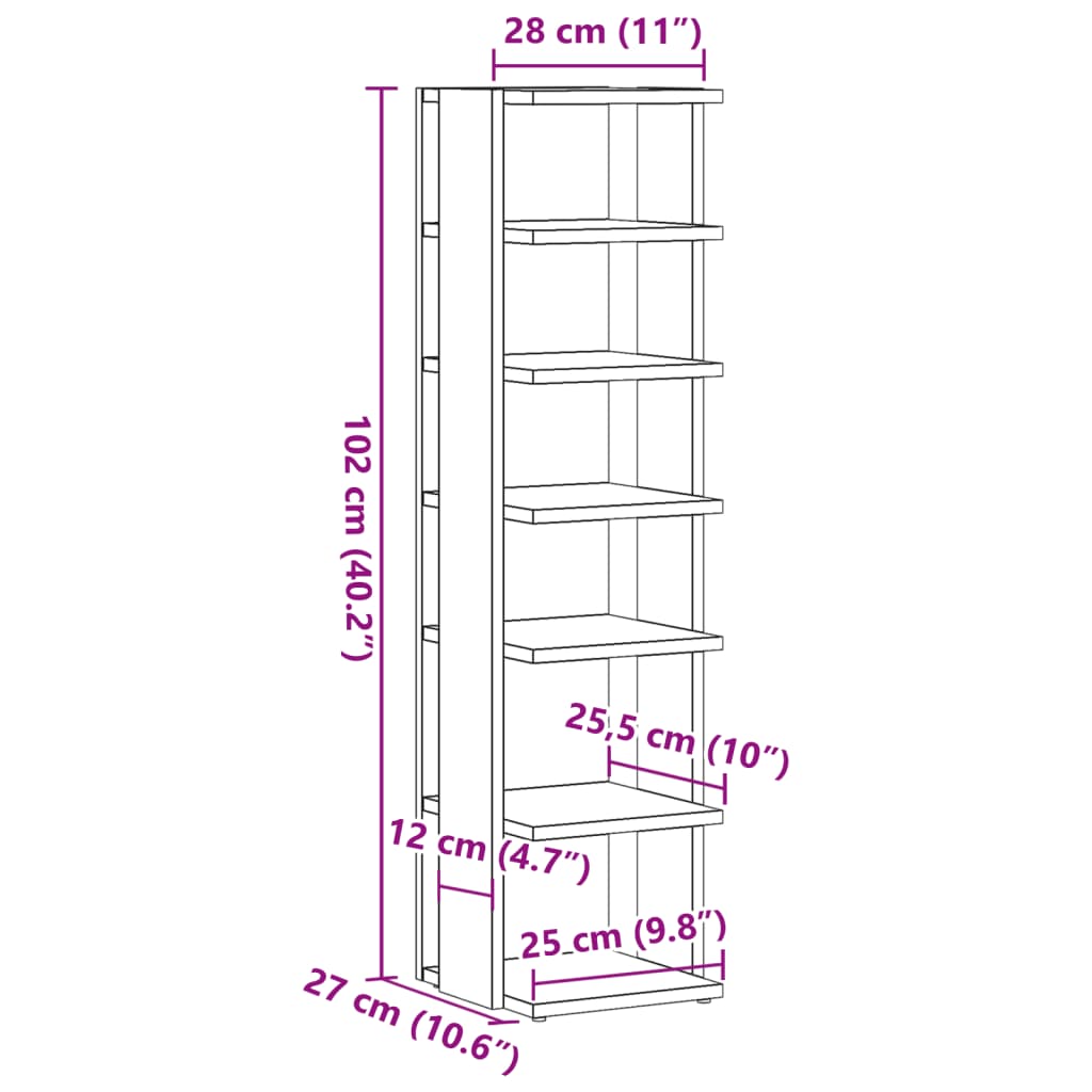 Schuhschrank Weiß 27,5x27x102 cm Holzwerkstoff
