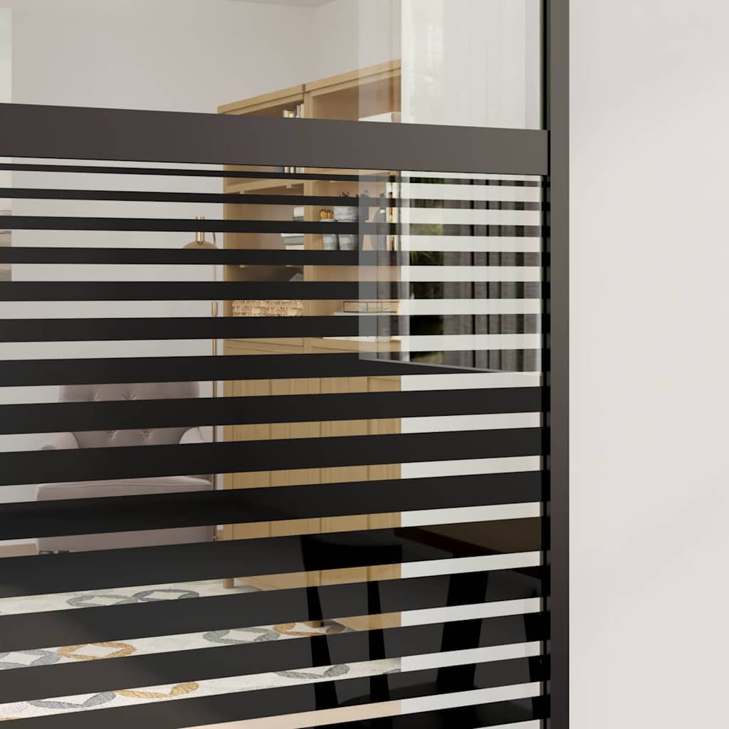 Schiebetür 3-teilig ESG-Glas und Aluminium 76x205 cm Schwarz