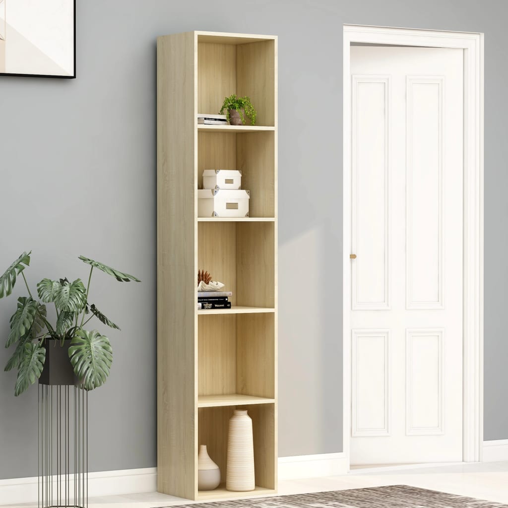 Bücherregal Schwarz Eichen-Optik 80x30x189 cm Holzwerkstoff