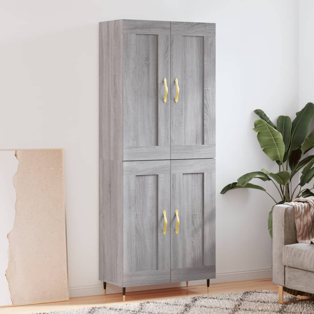 Highboard Betongrau 69,5x34x180 cm Holzwerkstoff