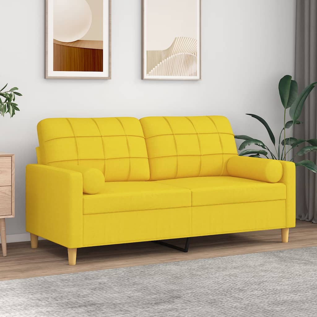 2-Sitzer-Sofa mit Zierkissen Braun 120 cm Stoff