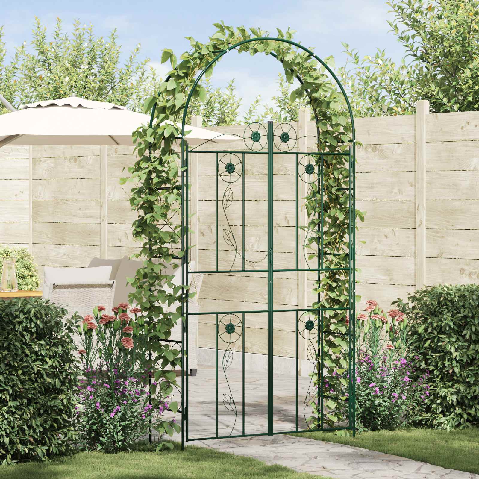 Gartenbogen Uni Schwarz 115 x 37 x 226 cm