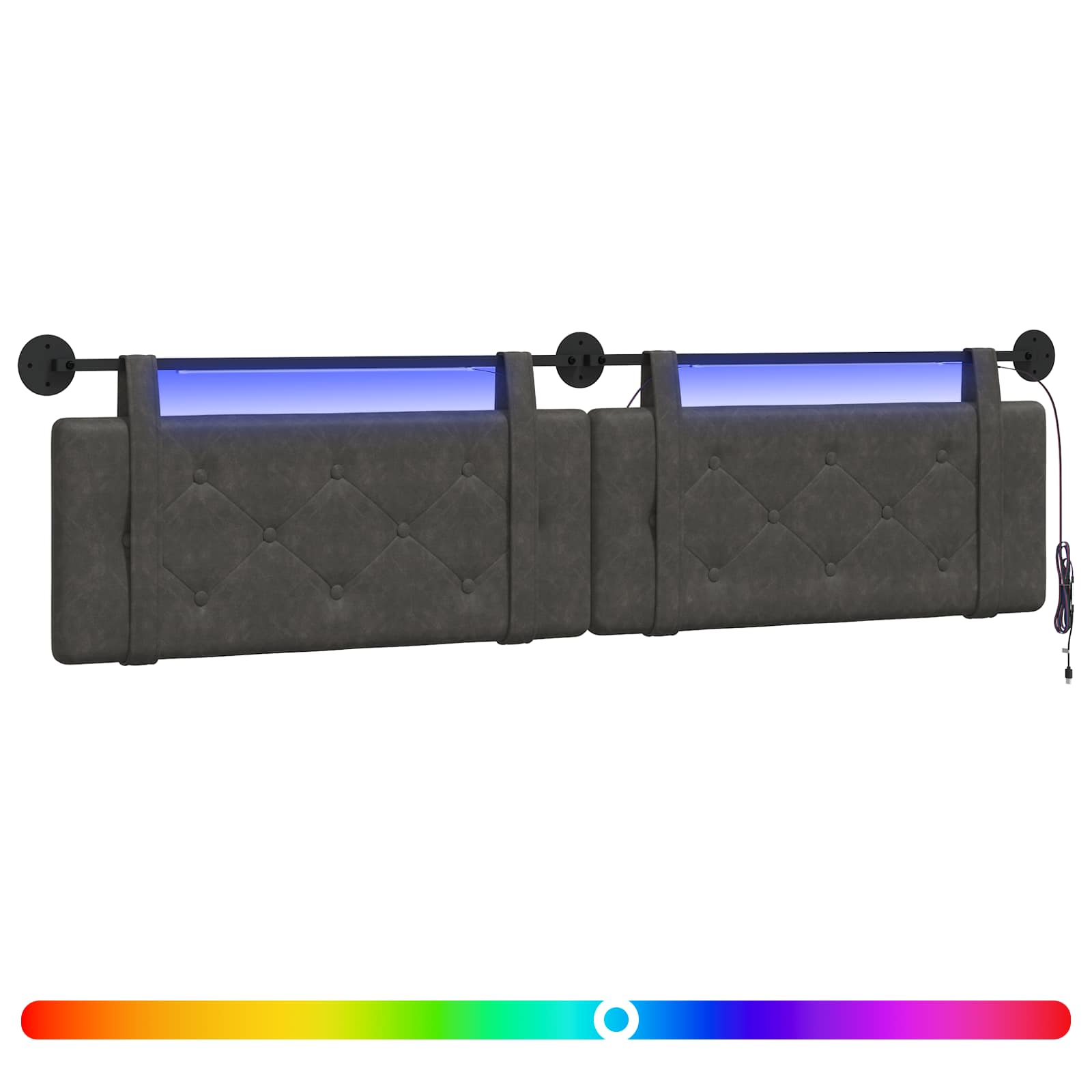 Hängendes Kopfteil Mit LED Licht Schwarz Antikes PU