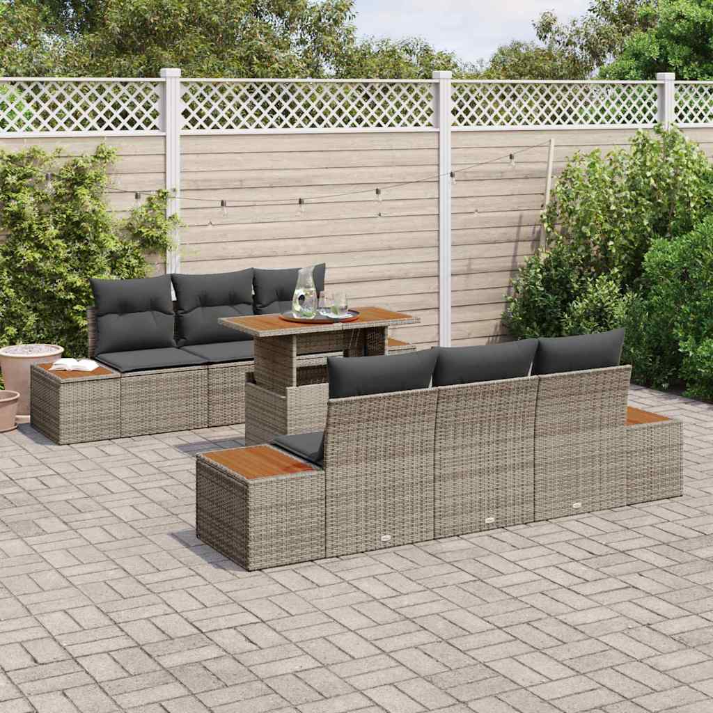 Garten Essgruppe mit Kissen 7 pcs Schwarz und Beige