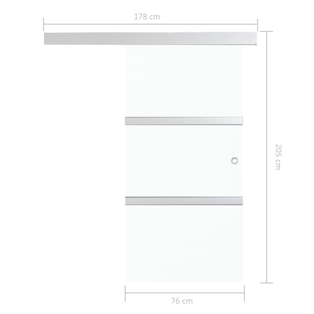 Schiebetür ESG-Glas und Aluminium 90x212 cm Silbern