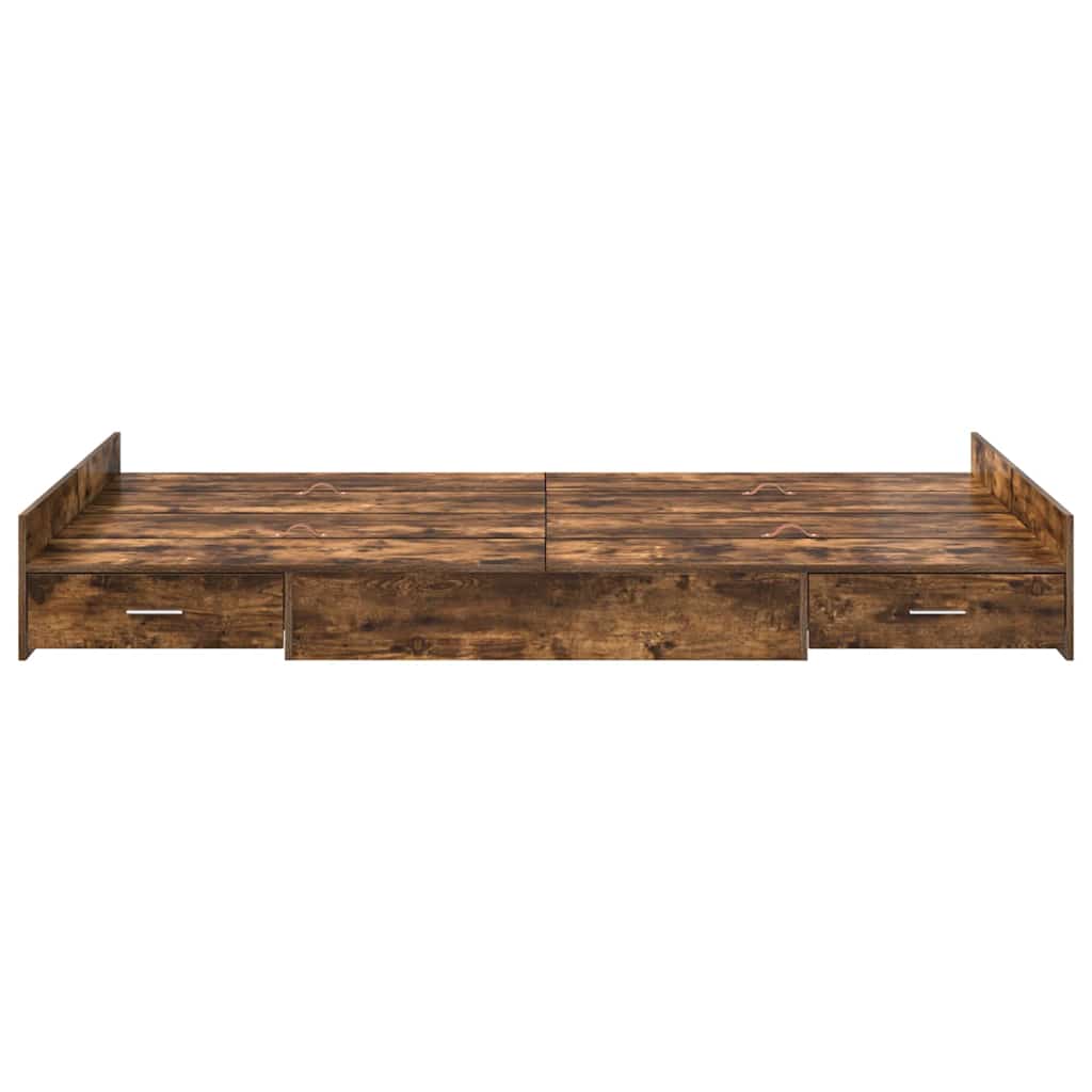 Aufbewahrungsbettgestell Weiß 200 x 200 cm Holzwerkstoff