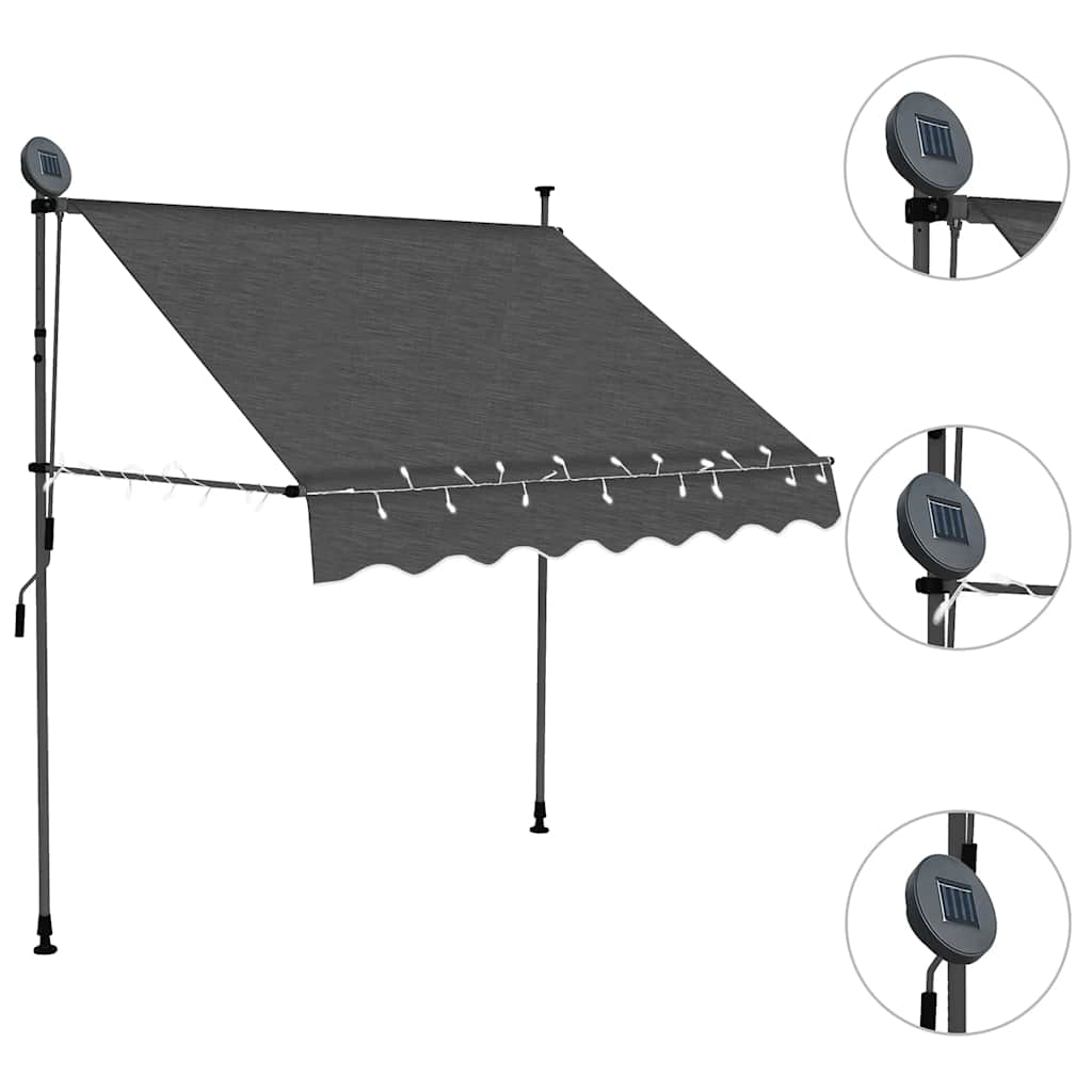 Einziehbare Markise Handbetrieben mit LED 100 cm Blau und Weiß