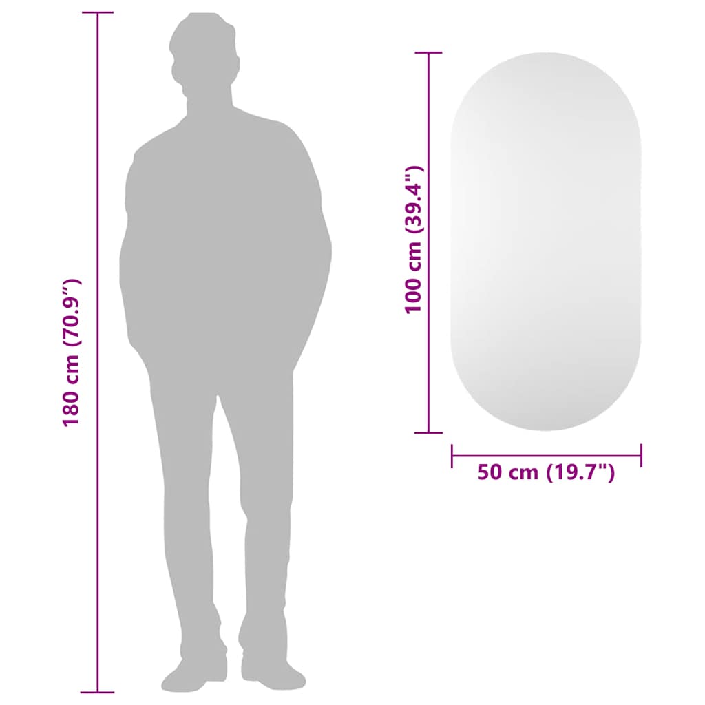 Spiegel mit LED-Leuchten 60x30 cm Glas Oval