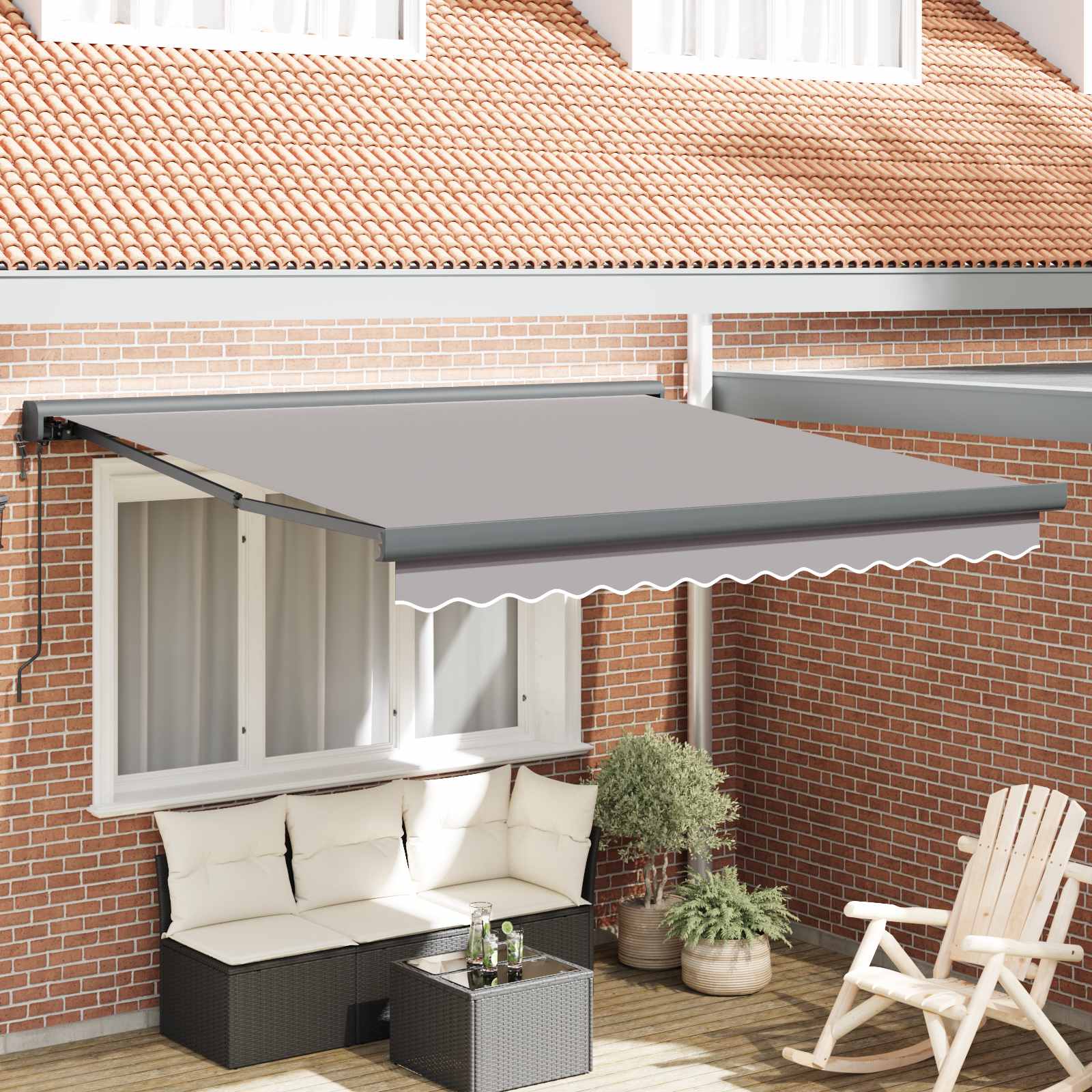 Markise Einziehbar Blau und Weiß 4x3 m Stoff und Aluminium