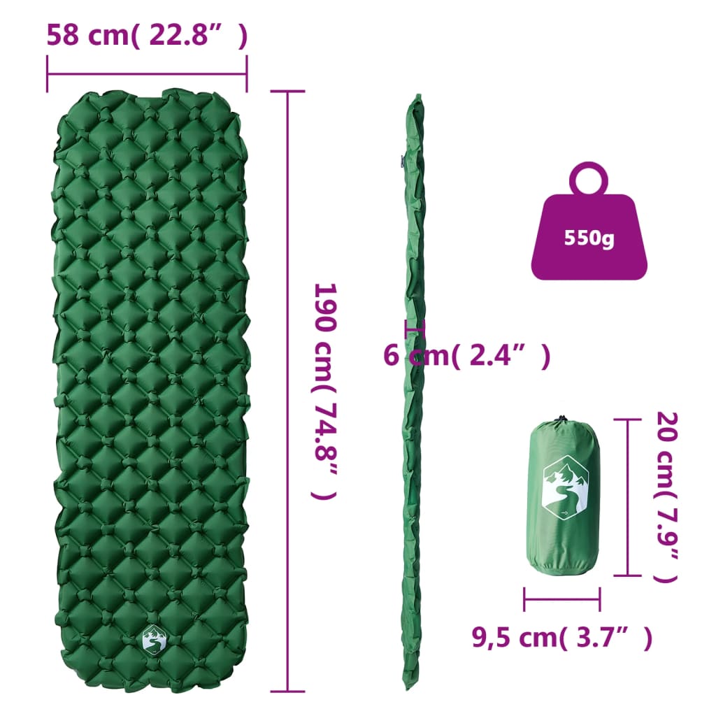 Aufblasbare Isomatte Grau 190x58x6 cm