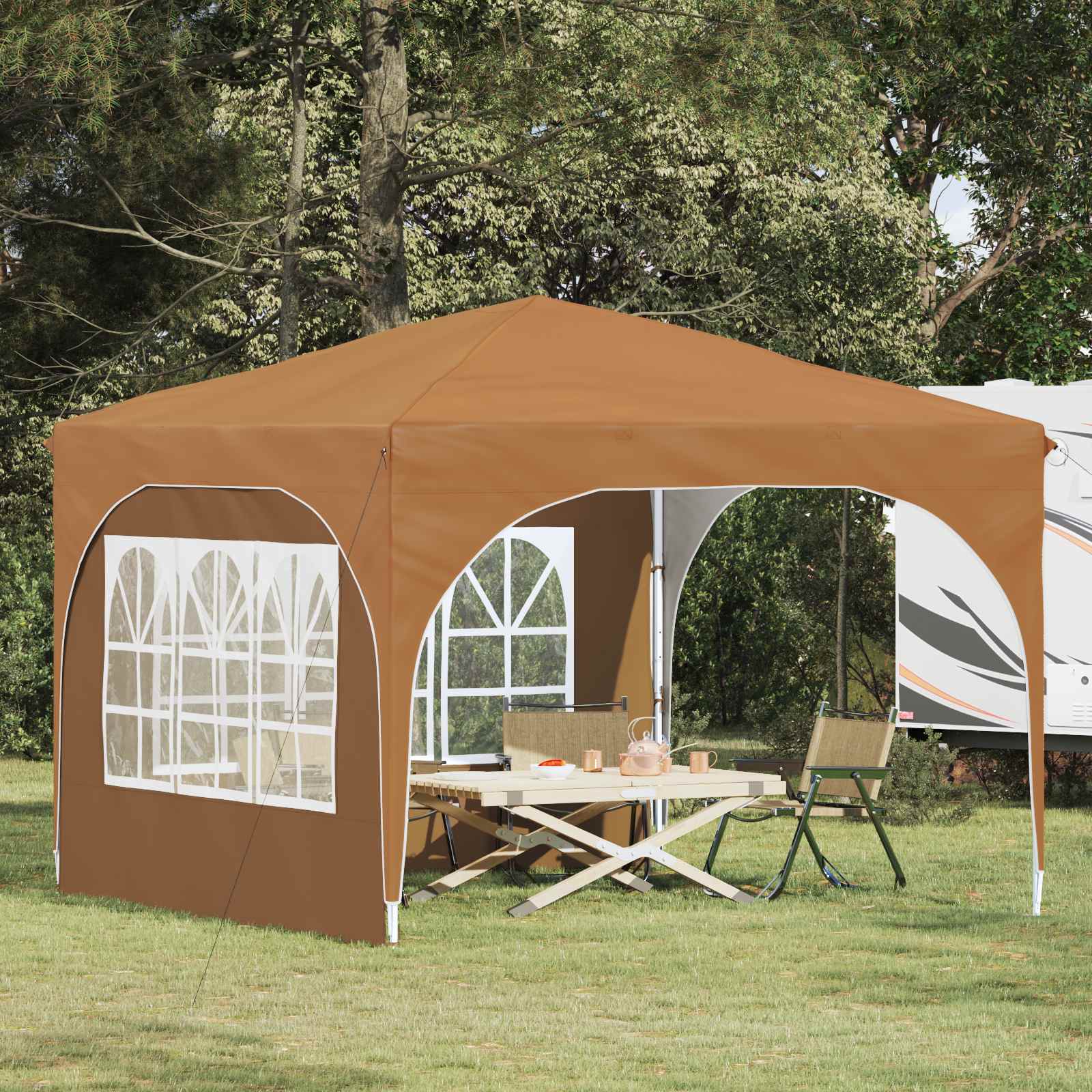Pop-up Partyzelt 290 x 290 x 245 cm Creme