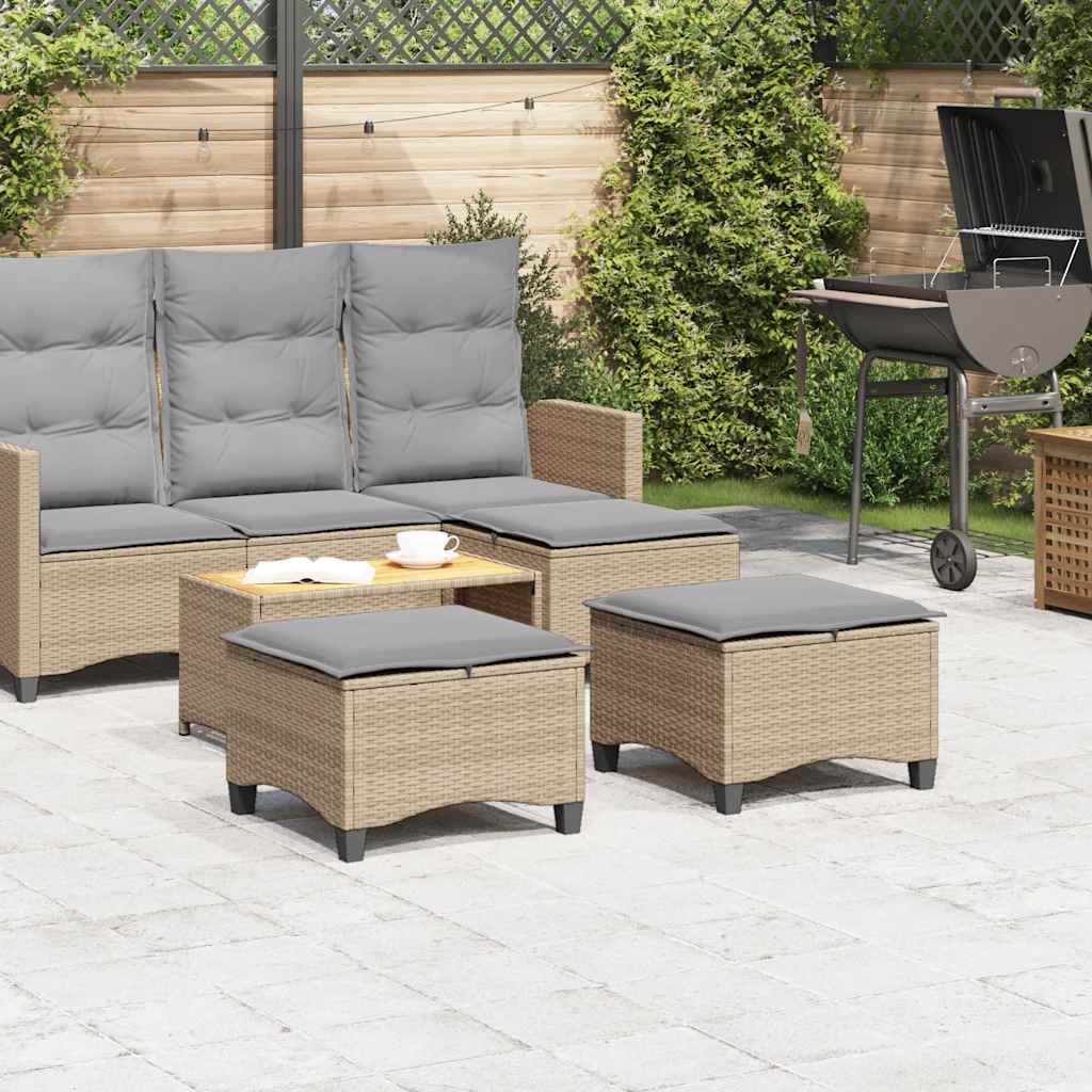 Gartenhocker mit Kissen 2 Stk. Schwarz 55x55x36 cm Poly Rattan