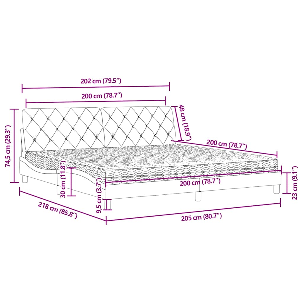 Bett mit Matratze Hellgrau 80x200 cm Samt