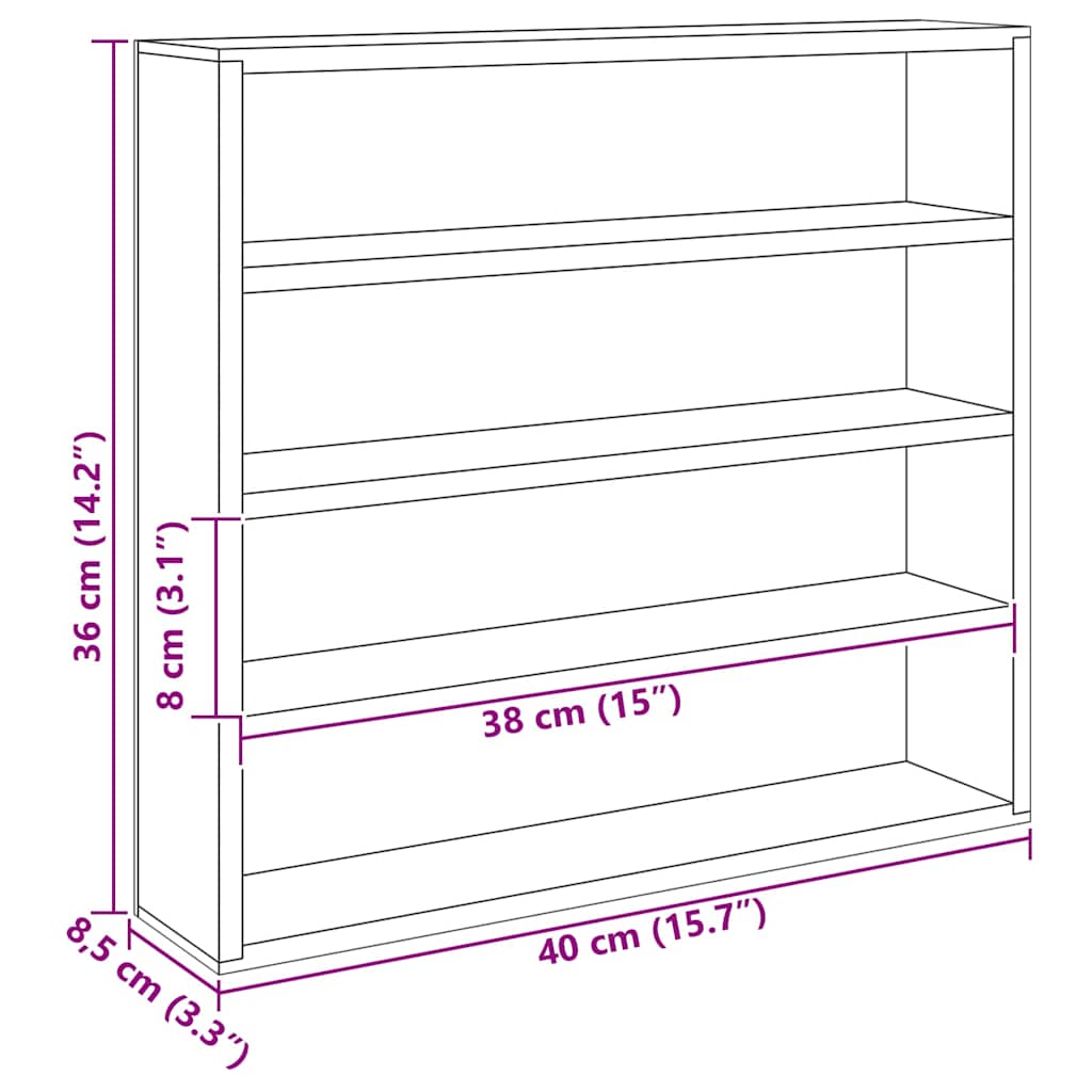 Sammlervitrine aus Holz mit 6 Regalen 40x8,5x55 cm