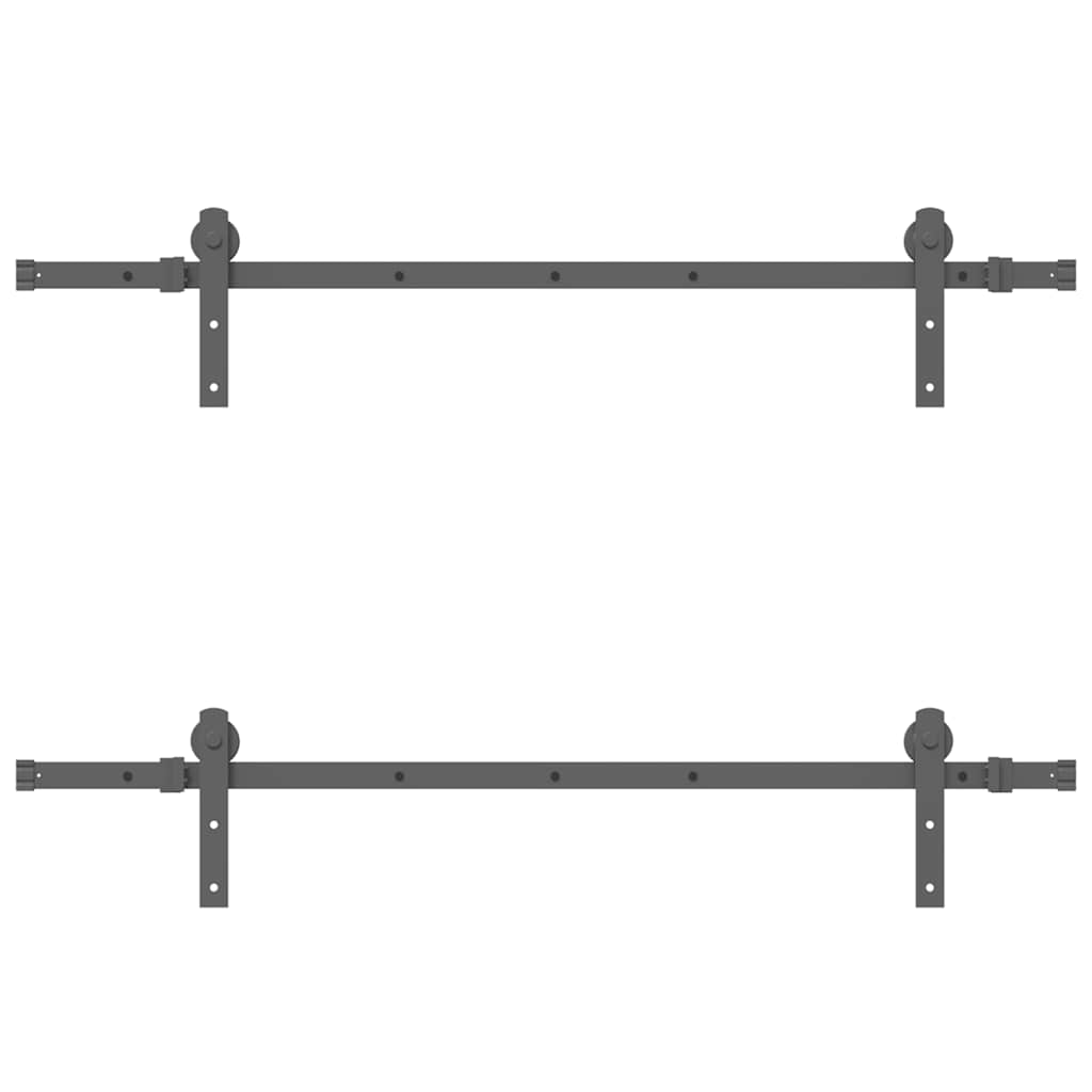 Schiebetürbeschlag-Set 183 cm Stahl Schwarz