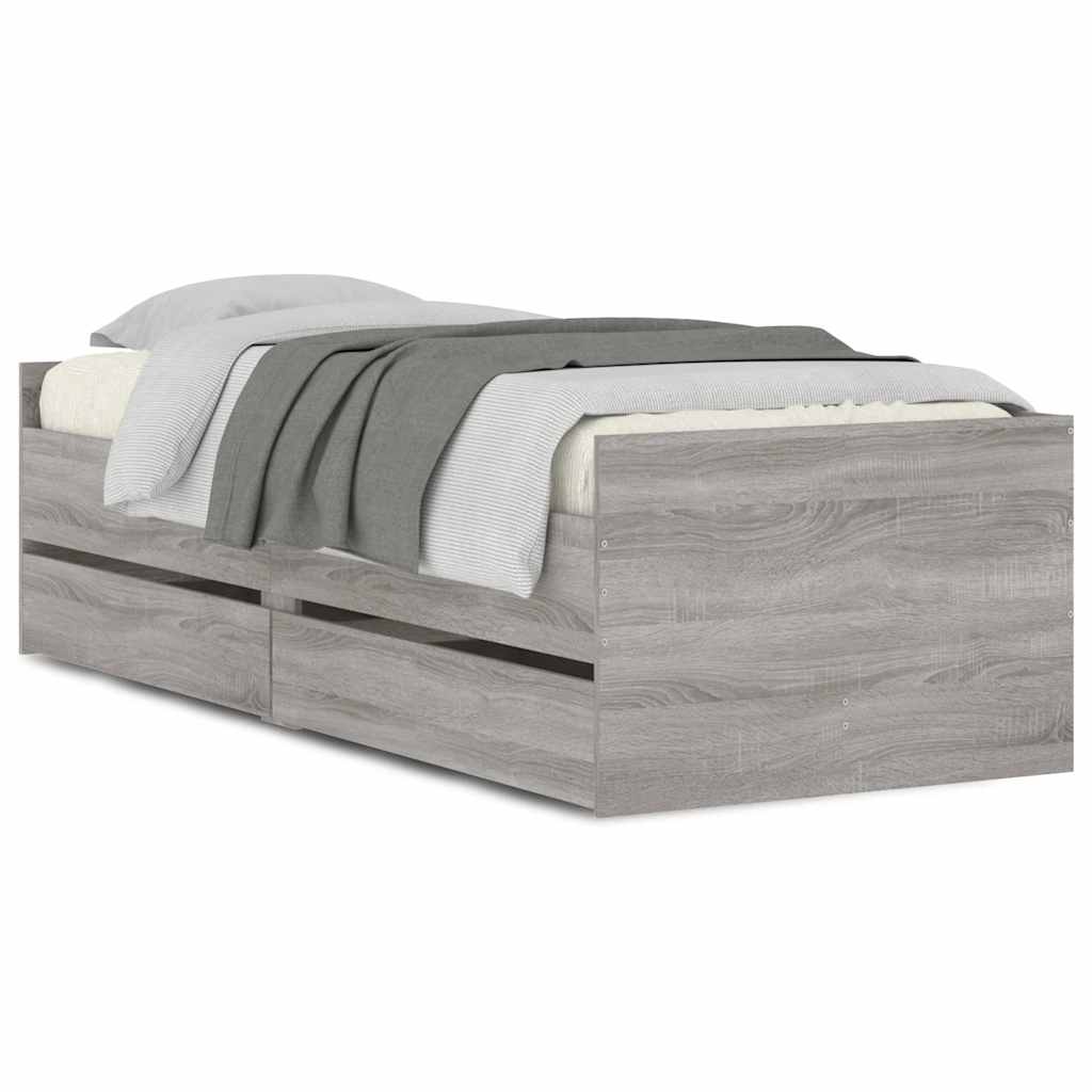 Bett mit Schubladen Braun Eiche-Optik 75x190 cm