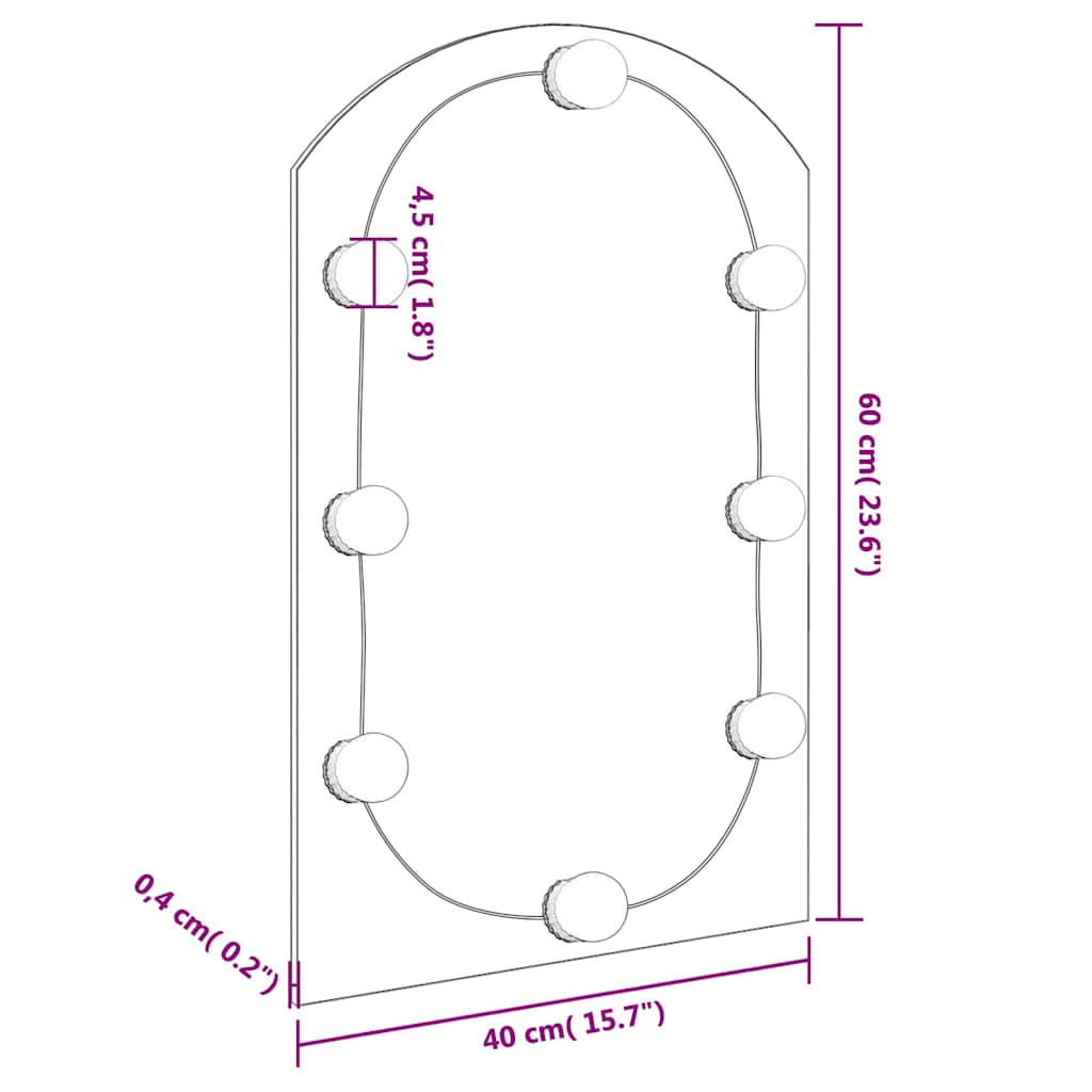 Spiegel mit LED-Leuchten 60x30 cm Glas Oval